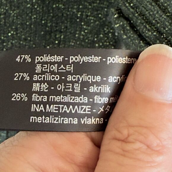 Zara Womens‎ Medium Forest Green Metallic Cardigan Grandpa Core Cabin Sweater - Picture 6 of 7